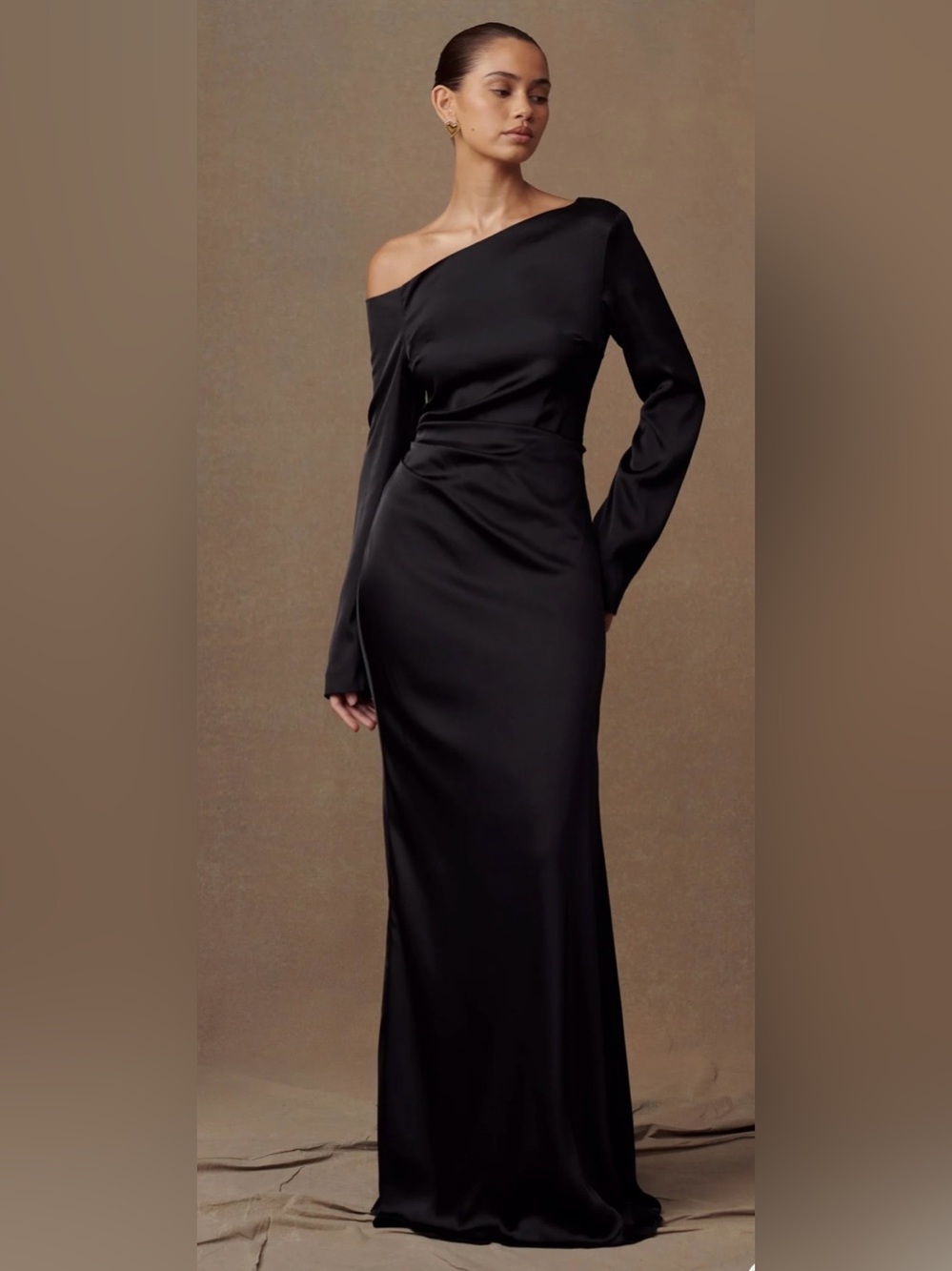Meshki One-Shoulder Black maxi dress